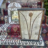 Mirror and hamper together showing design and materials