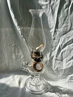 Full view assembled oil lamp with chimney