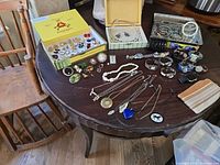 Wide shot of entire lot on round table