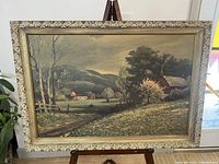 Front view of framed artwork showing full composition and frame