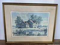 Full view of framed print with mat and frame