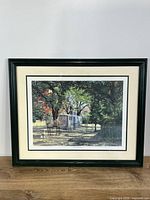 Full view of framed print with matting and frame