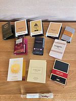 Overview of all fragrance samples laid out on table