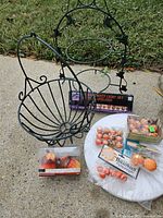 Overview of plate stand, light set, wreath form and packaged pumpkins