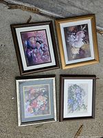 Group shot of all four framed floral prints