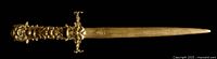 Full view of brass letter opener blade and ornate handle
