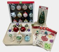 Group view of all ornaments, tree and craft packs