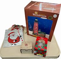 Group shot with boxed lighthouse, salt & pepper shakers, wood box and gift bag