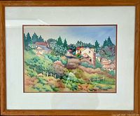 Full view of framed watercolor painting with mat and frame