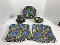 Front view of all five matching Crown Ducal pieces