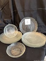 Full set showing stacked plates and two bowls