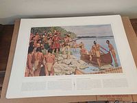 Print showing Champlain in Huronia with caption and white border