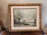 Front view of framed painting showing entire artwork and frame