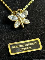 Close-up showing pendant detail and "Genuine Austrian Crystal" tag