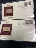 Both first day covers showing colour stamps, gold foil replicas, postmarks