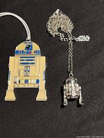 R2-D2 enamel ornament and pendant on chain, full view