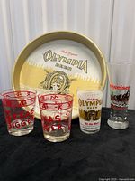 Group shot showing Olympia tray and all four glasses