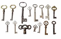 Group image of all 15 vintage keys