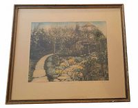 Front view of framed Wallace Nutting lithograph with mat and frame