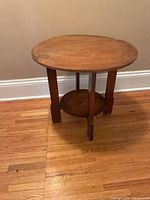 Full view of round wood side table