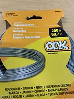 Front of OOK 16 ga galvanized wire package showing length 200 ft