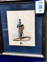 Full view of framed engraving with mat and frame