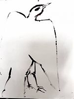 Close view of bird line art on paper