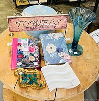 Front view of all items arranged on table