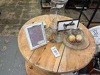 Overall view of all items on round table