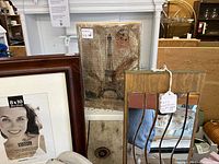 Overall lot with picture frame, wall art, wall panel, teapot, candle holder