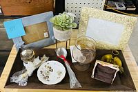 Overall view of wooden tray containing all listed items