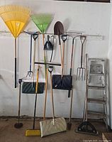 Group shot showing all tools and ladder