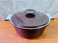 Angled view of Dutch oven with lid showing exterior colour and form