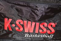 Close-up of K-SWISS Basketball logo embroidery on bag