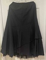 Long black layered skirt with lace trim