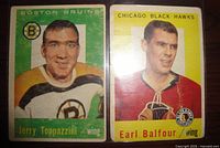 Fronts of both 1959-60 Topps hockey cards