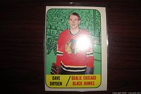 Front of Dave Dryden 1967-68 O-Pee-Chee hockey card in sleeve