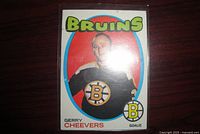 Front of Gerry Cheevers 1971-72 Bruins card