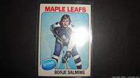 Front of Borje Salming 1975-76 O-Pee-Chee hockey card in plastic sleeve