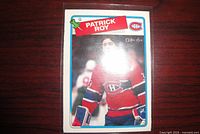 Front of Patrick Roy O-Pee-Chee card in sleeve