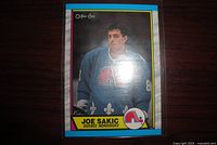 Front of Joe Sakic O-Pee-Chee rookie card in sleeve