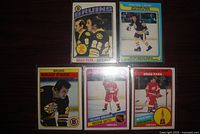 Fronts of five Brad Park cards in sleeves