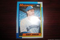 Front view of Randy Johnson Mariners rookie card in sleeve