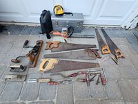 Full layout of all tools on driveway