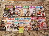 All twelve magazines arranged in two rows