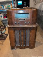 Full view of Westinghouse WR-388 console radio cabinet