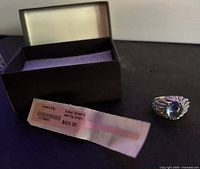 Ring, box and price tag overview