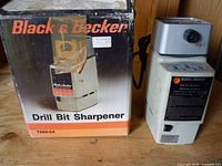Black & Decker drill bit sharpener next to retail box