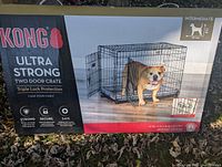KONG Ultra Strong Two Door Crate box front showing size and features