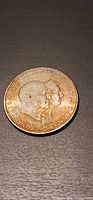 obverse of 1960 Denmark 5 kroner silver coin showing conjoined portraits